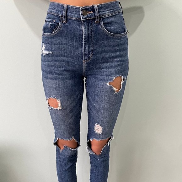 Garage Distressed High Rise Skinny Jeans Size 3 - Picture 1 of 3